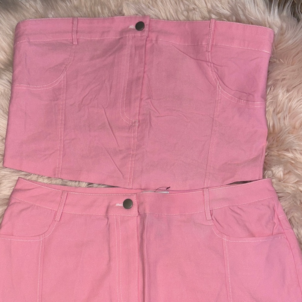 Fashion Nova Pink Two-Piece Skirt Set